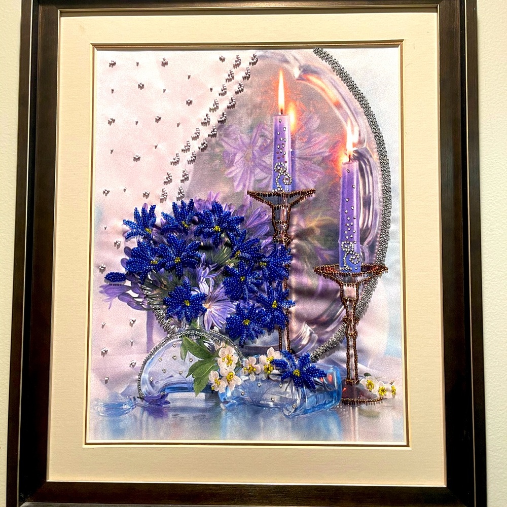 “Evening date” handmade embroidery 15 x18